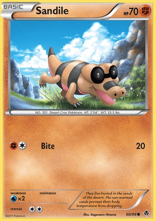 Sandile 60/98 Common Pokemon Card (Emerging Powers)