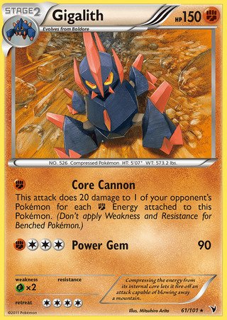Gigalith 61/101 Rare Pokemon Card (Noble Victories)