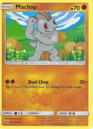 Machop 62/145 Common Reverse Holo Pokemon Card (SM Guardians Rising)