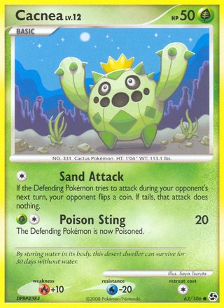 Cacnea 62/106 Common Reverse Holo Pokemon Card (Great Encounters)
