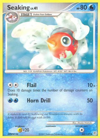 Seaking 62/130 Uncommon Reverse Holo Pokemon Card (Diamond & Pearl)