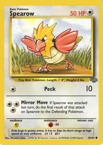 Spearow 62/64 Common Pokemon Card (Jungle Set)