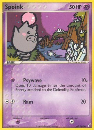 Spoink 62/100 Common Pokemon Card (EX Crystal Guardians)