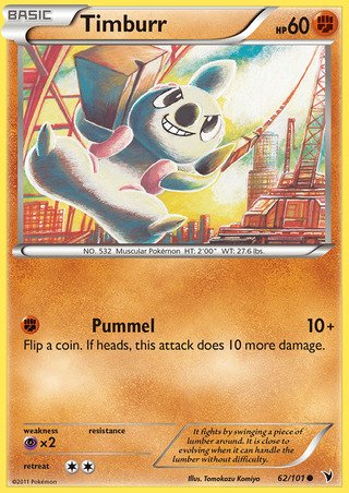 Timburr 62/101 Common Pokemon Card (Noble Victories)