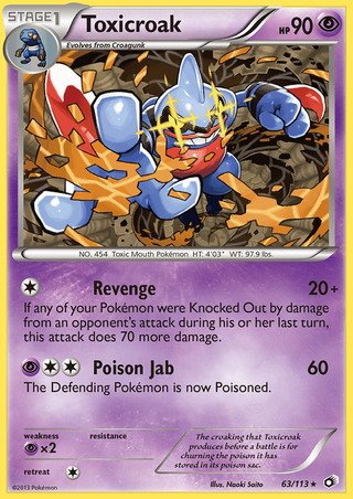 Toxicroak 63/113 Rare Pokemon Card (Legendary Treasures)