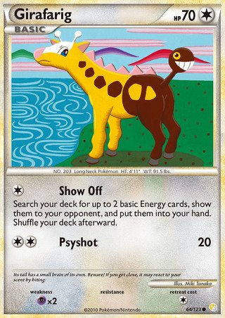 Girafarig 64/123 Common Pokemon Card (HeartGold & SoulSilver)