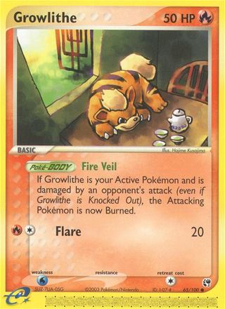 Growlithe 65/100 Common Pokemon Card (EX Sandstorm)