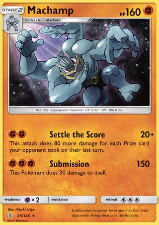 Machamp 65/145 Rare Reverse Holo Pokemon Card (Guardians Rising)