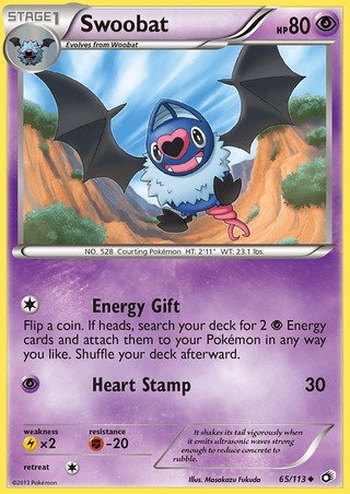 Swoobat 65/113 Uncommon Pokemon Card (Legendary Treasures)