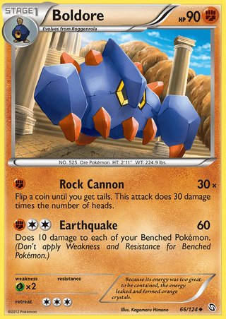 Boldore 66/124 Uncommon Pokemon Card (Dragons Exalted)