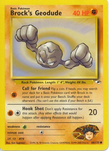Brock's Geodude 66/132 Common Pokemon Card (Gym Heroes)
