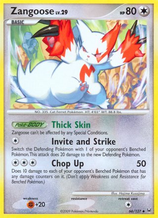 Zangoose 66/127 Uncommon Pokemon Card (Platinum)