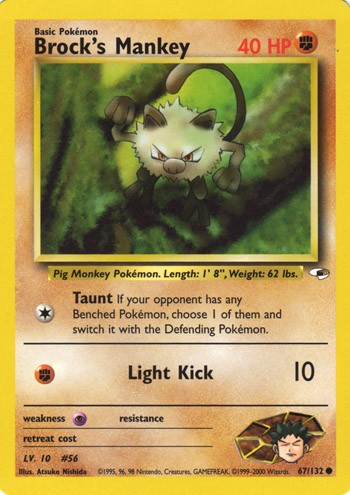 Brock's Mankey 67/132 Common Pokemon Card (Gym Heroes)