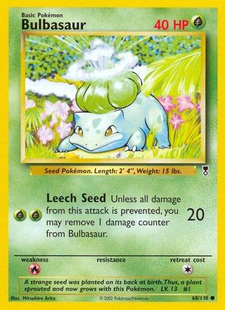 Bulbasaur 68/110 Common Pokemon Card (Legendary Collection)