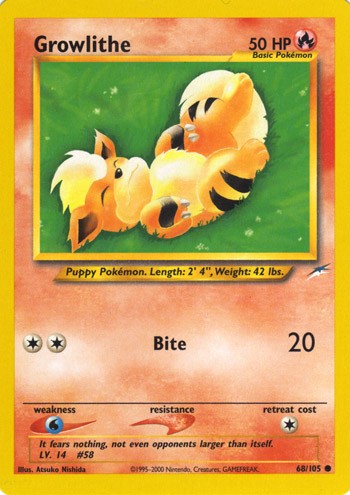 Growlithe 68/105 Neo Destiny Common Pokemon Card (Neo Destiny)