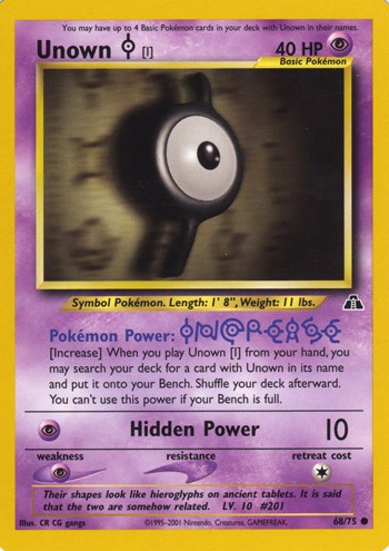 Unown I 68/75 Common 1st Edition Pokemon Card (Neo Discovery)
