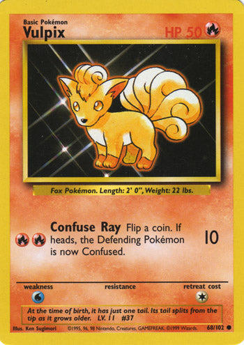Vulpix 68/102 Common Pokemon Card (Base Set)