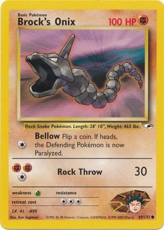 Brock's Onix 69/132 Common Pokemon Card (Gym Heroes)