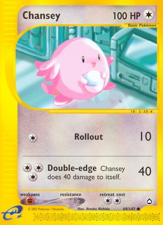Chansey 69/147 Common Pokemon Card (Aquapolis)
