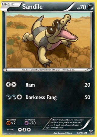 Sandile 69/146 Common Pokemon Card (XY Base Set)