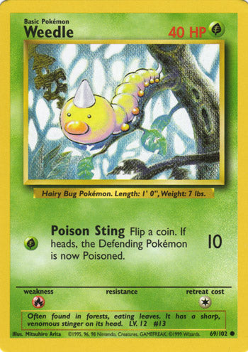 Weedle 69/102 Common Pokemon Card (Base Set)