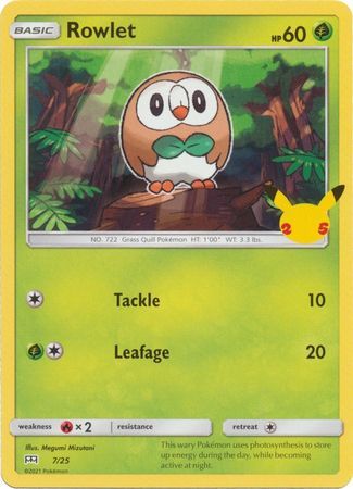 Rowlet 7/25 Non-Holo Pokemon Card (McDonalds Collection 2021)