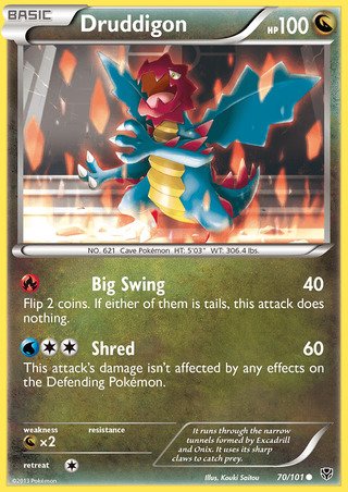 Druddigon 70/101 Common Pokemon Card (Plasma Blast)