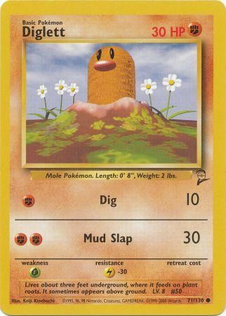 Diglett 71/130 Common Pokemon Card (Base Set 2)