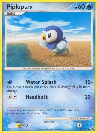 Piplup 71/100 Common Pokemon Card (Majestic Dawn)