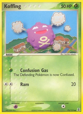 Koffing 72/113 Common Holo Stamped Pokemon Card (EX Delta Species)