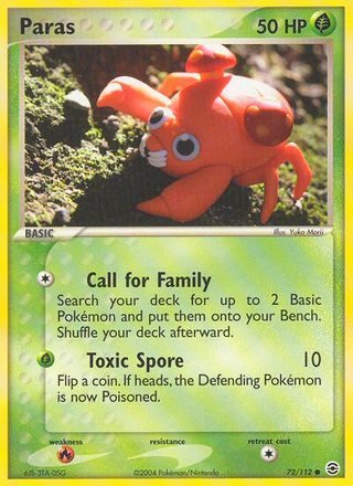 Paras 72/112 Common Pokemon Card (EX FireRed & LeafGreen)