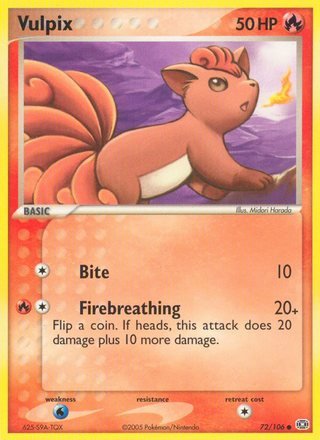 Vulpix 72/106 Common Pokemon Card (EX Emerald)