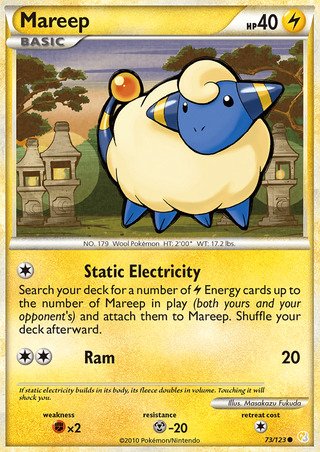 Mareep 73/123 Common Pokemon Card (HeartGold & SoulSilver)