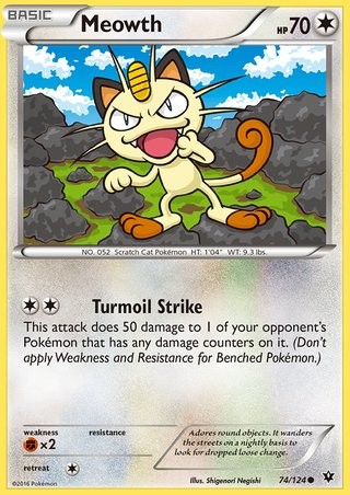 Meowth 74/124 Common Pokemon Card (XY Fates Collide)