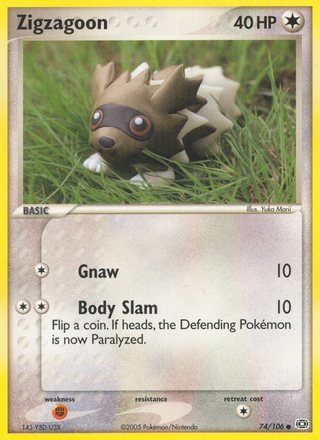 Zigzagoon 74/106 Common Pokemon Card (EX Emerald)