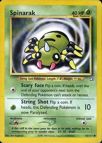 Spinarak 75/111 Common Pokemon Card (Neo Genesis)