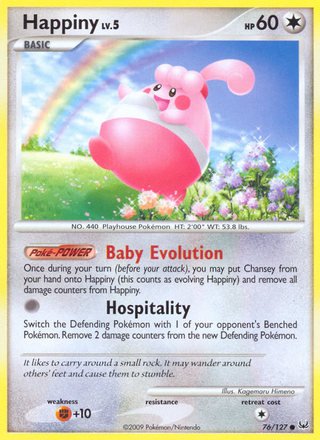 Happiny 76/127 Common Pokemon Card (Platinum)