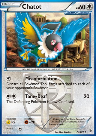 Chatot 77/101 Uncommon Pokemon Card (Plasma Blast)