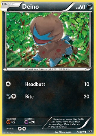 Deino 77/101 Common Pokemon Card (Noble Victories)