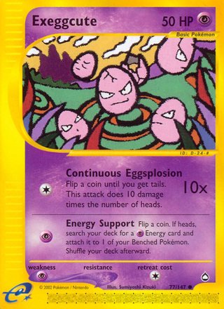Exeggcute 77/147 Common Reverse Holo Pokemon Card (Aquapolis)