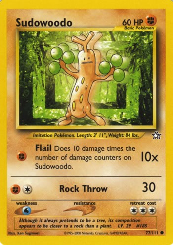Sudowoodo 77/111 Common Pokemon Card (Neo Genesis)