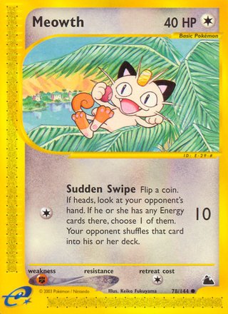 Meowth 78/144 Common Pokemon Card (Skyridge)