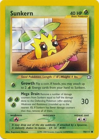 Sunkern 78/111 Common Pokemon Card (Neo Genesis)