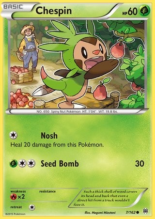 Chespin 7/162 Common Pokemon Card (XY BREAKThrough)