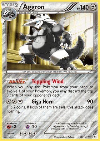 Aggron 80/124 Rare Holo Pokemon Card (Dragons Exalted)