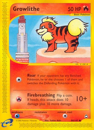 Growlithe 80/147 Common Pokemon Card (Aquapolis)