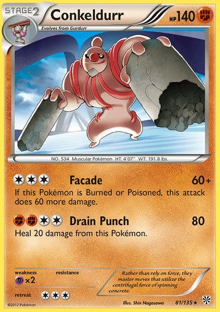 Conkeldurr 81/135 Rare Pokemon Card (Plasma Storm)
