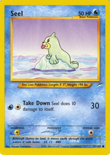 Seel 81/105 Neo Destiny Common Pokemon Card (Neo Destiny)