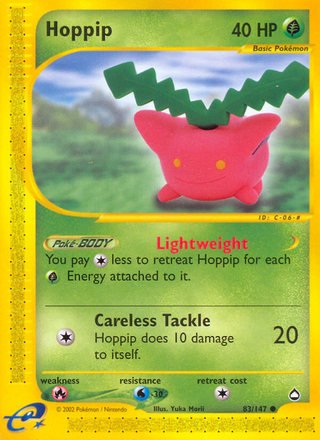 Hoppip 83/147 Common Pokemon Card (Aquapolis)