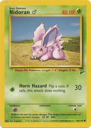 Nidoran M 83/130 Common Pokemon Card (Base Set 2)